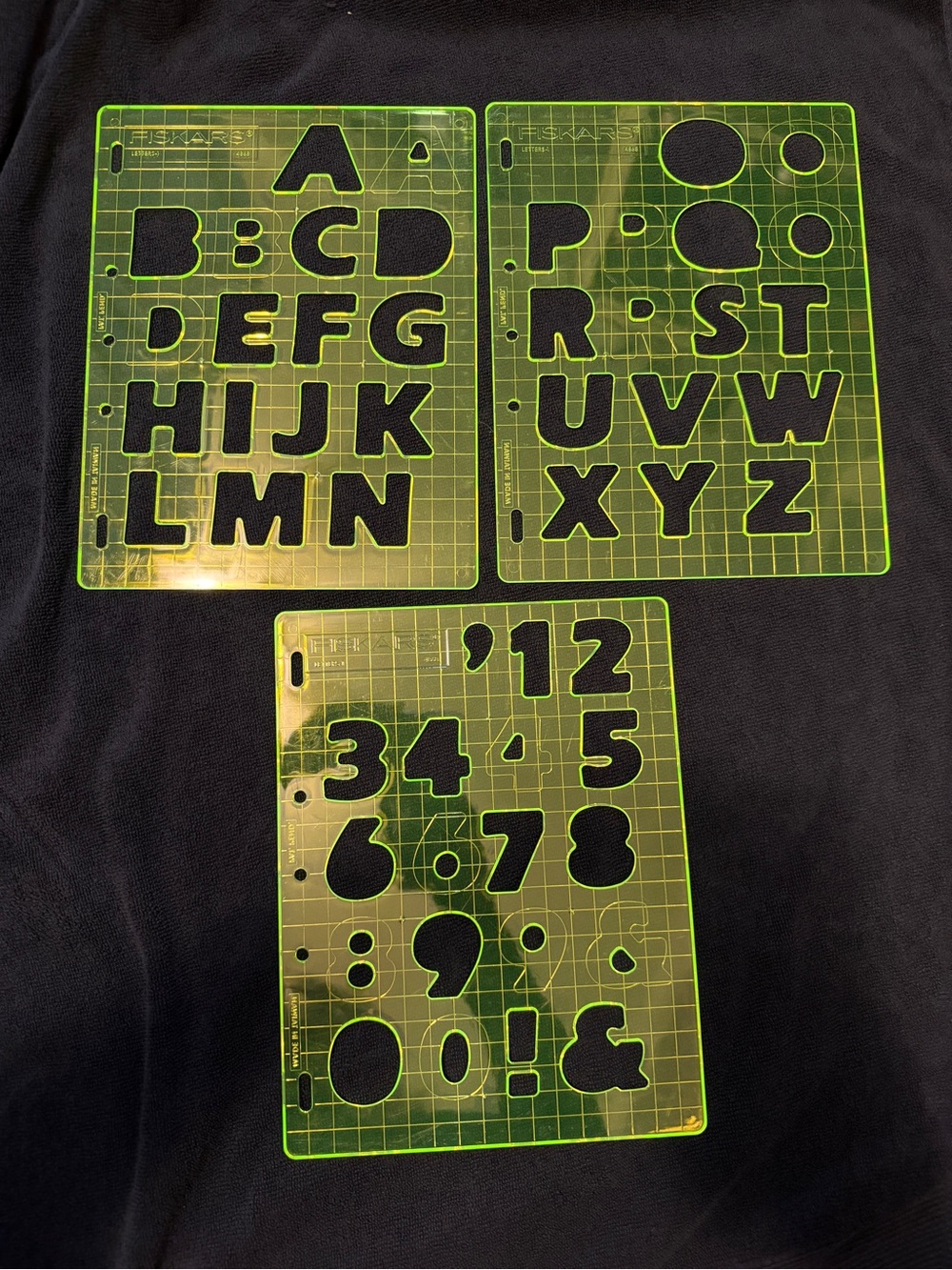 Fiskars Neon Yellow-Green Number & Alphabet Stencil